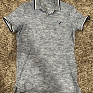 American Eagle Outfitters Gray Slim Fit Polo Shirt